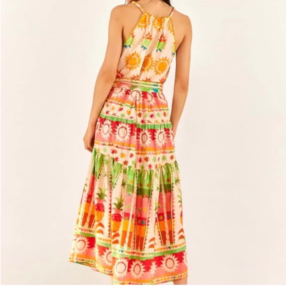 FARM Rio Multicolor Sun & Palm Maxi Dress - Cream, Pink, Green, Orange, Blue - Picture 8 of 8